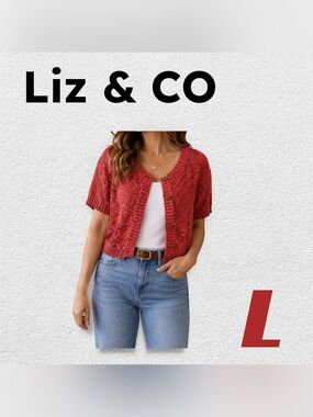 🇺🇸👍GUC LIZ & CO | L | Vintage, classic Feminine Rust cropped knit cardigan**